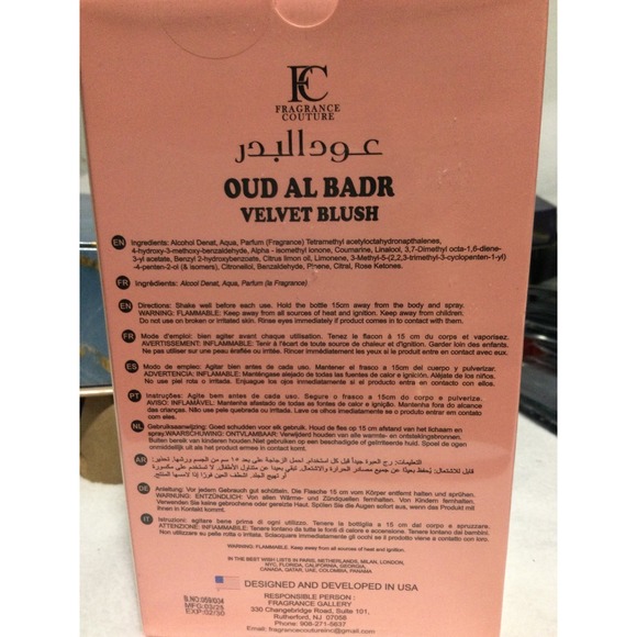 Oud Al Badr Velvet Blush Fragrance Couture Perfume EDP Women's - Picture 2 of 2